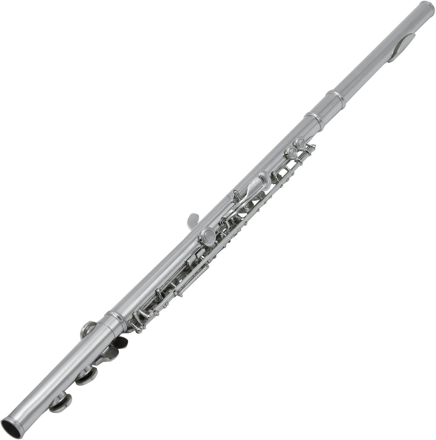 Flute Kit Closed Hole C Flute 16 Keys Cupronickel Silver-Plated Silver-Plated Surface Wind Instrument with Accessaries Intermediate Flute