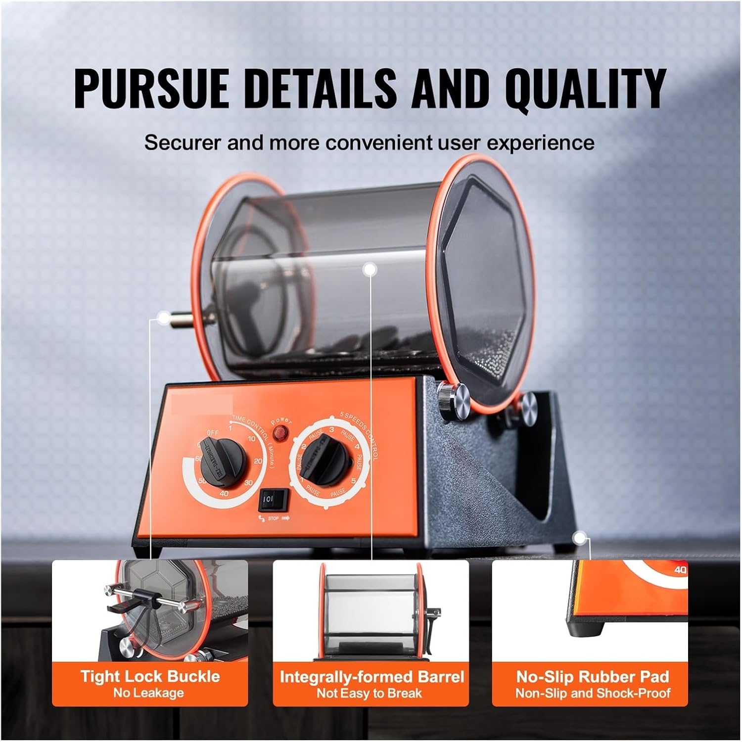 3kg 5kg Rotary Tumbler Surface Polisher Jewelry Drum Polisher Cleaning Tool for DIY Jewelry Polisher Power, Garden & Hand Tools(5Kg Capacity)