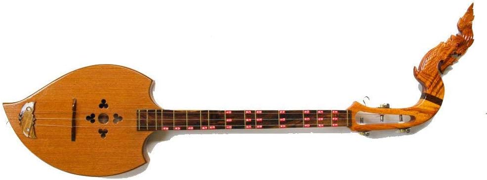 Isarn Acoustic Phin 3 Strings, Thai Lao Guitar Musical Instrument Traditional Thai Musical Pin 01-1