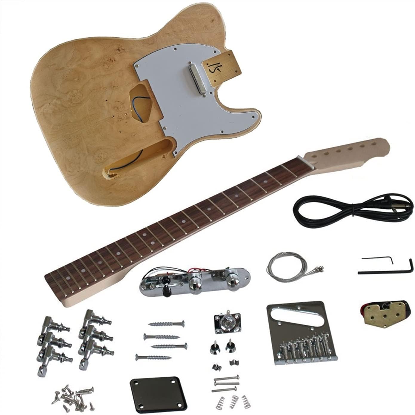 DIY Electric Guitar Kit for TL Style Electric Guitar DIY Kit Maple Veneer Basswood Body Hard Maple Neck Rosewood Fingerboard Set (Color : 02)