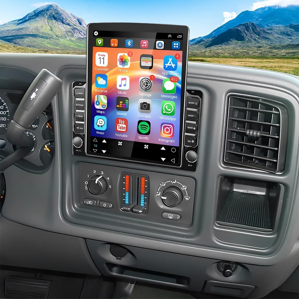 Double Din Car Stereo Radio for GMC Sierra 2500 HD 2003-2006 Android 9.7 inch Touch Screen Head Unit Car Stereo with Wireless Carplay Android Auto Support GPS Bluetooth WiFi FM RDS DSP Backup Camera