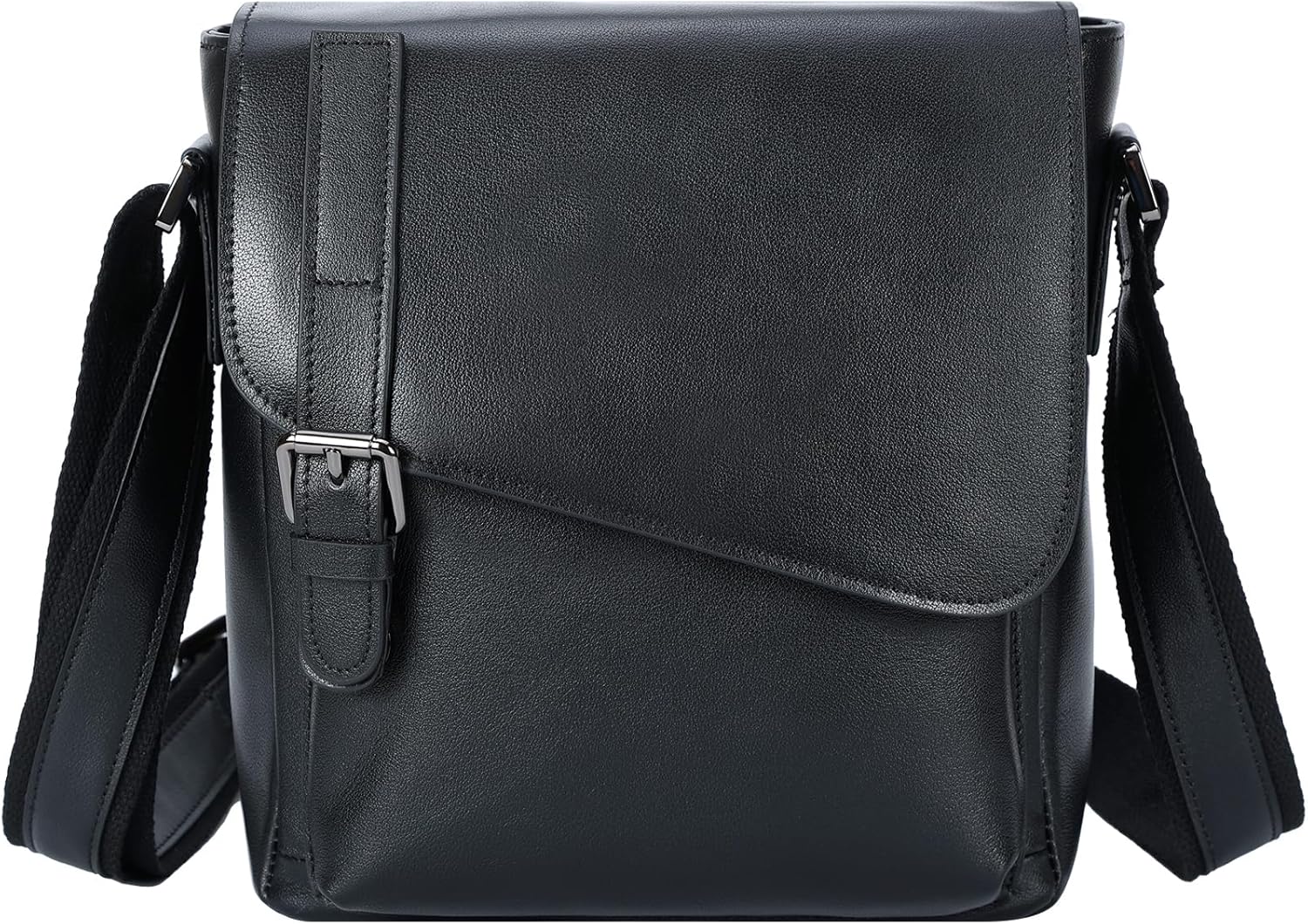 Masa Kawa Leather Messenger Bag Small Crossbody Shoulder Bag for Men Women Flap Over Man Purse Fits 10 Inch Tablet