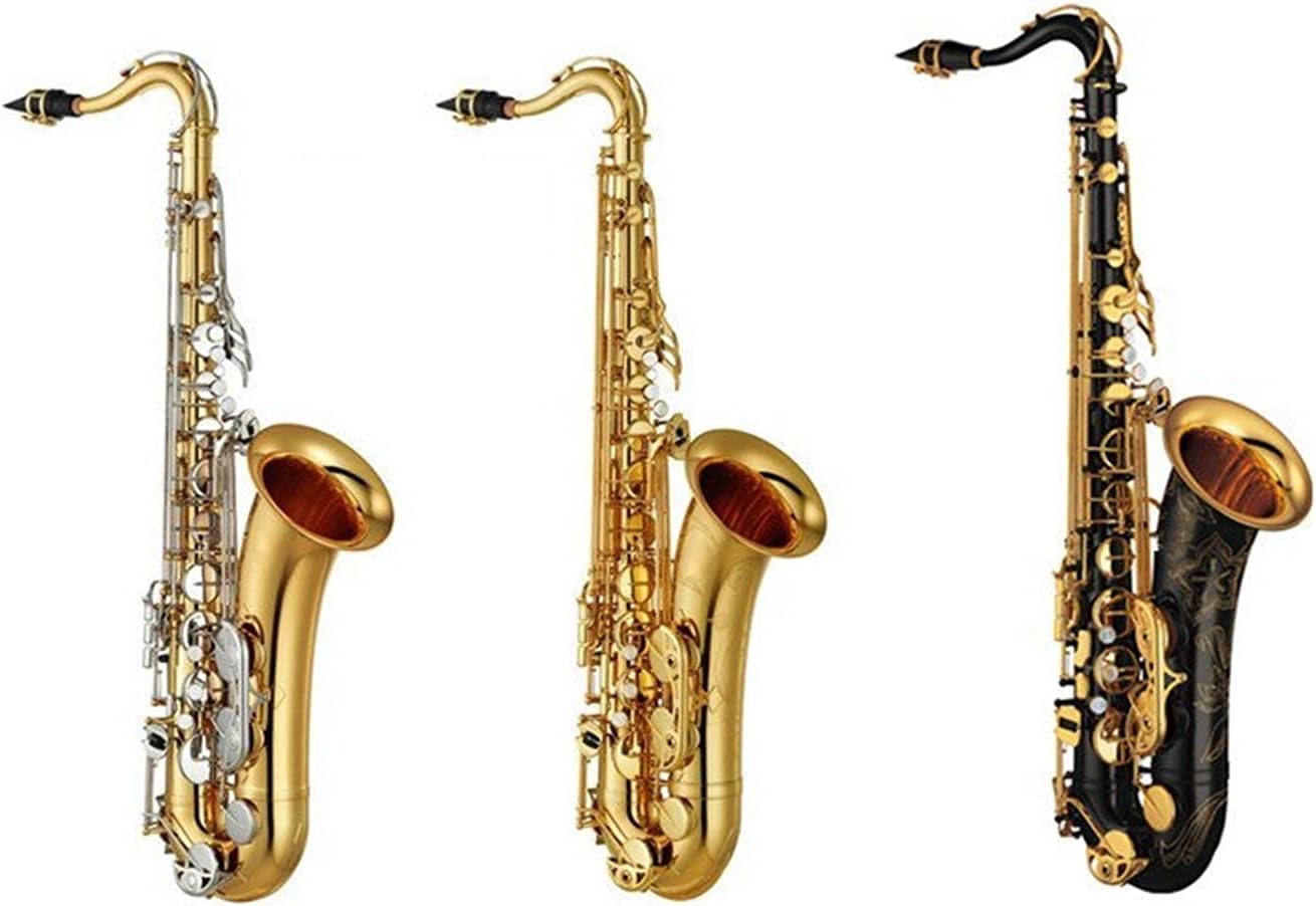 Japan Tenor Flat B Saxophone Gold Lacquer Saxophone Tenor Falling E Sax Silver Keys Tenor Saxphone Student Saxophone (Color : Black)