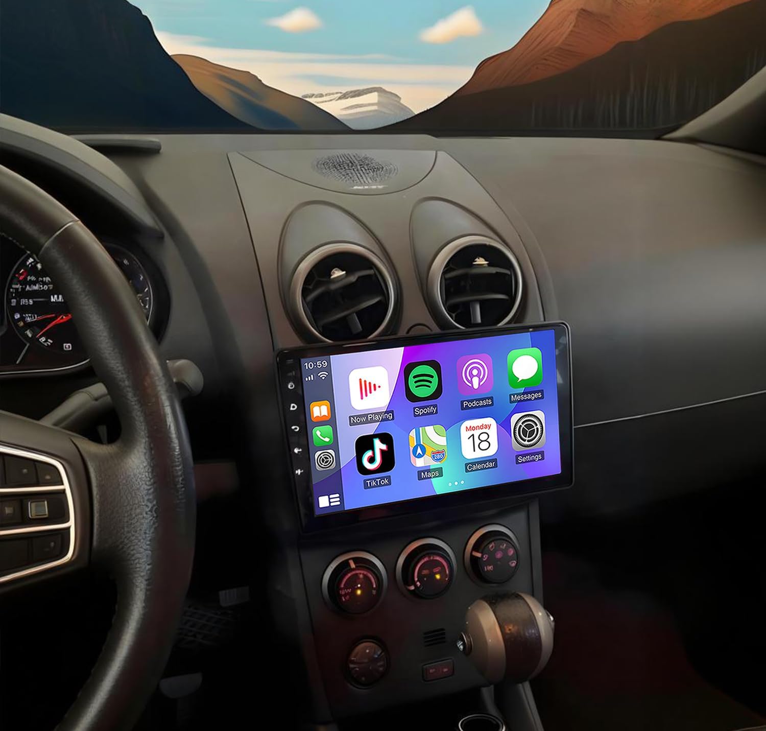 4+64G Car Stereo for Nissan Rogue 2008-2013,10.1 Inch Android 13 Double Din Car Radio with Carplay & Android Auto, in-Dash Navigation Radio with BT Mirror Link WiFi FM Radio & Backup Camera