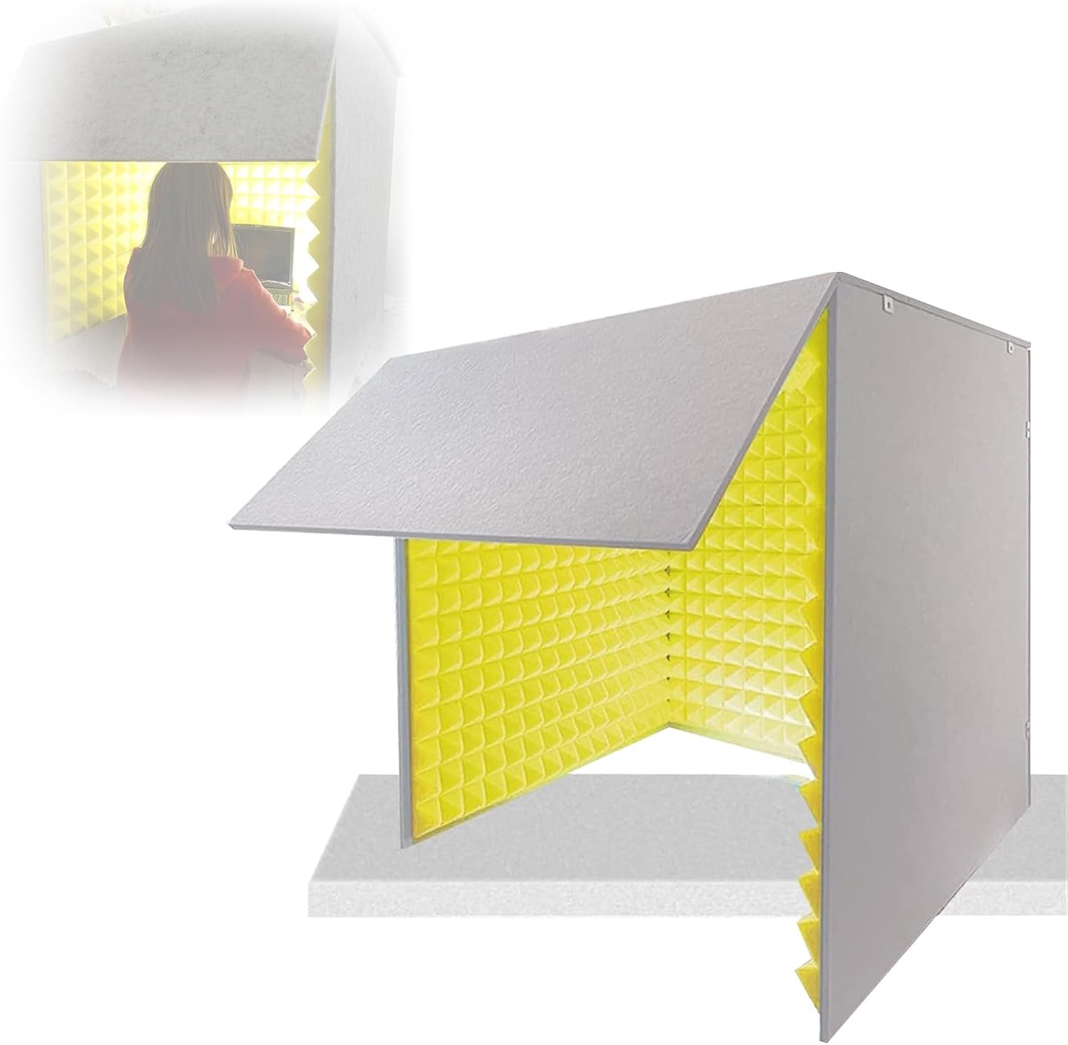 Desktop Soundproof Box, Portable Recording Studio, Multi-Functional Live Vocal Recording Studio (Yellow)
