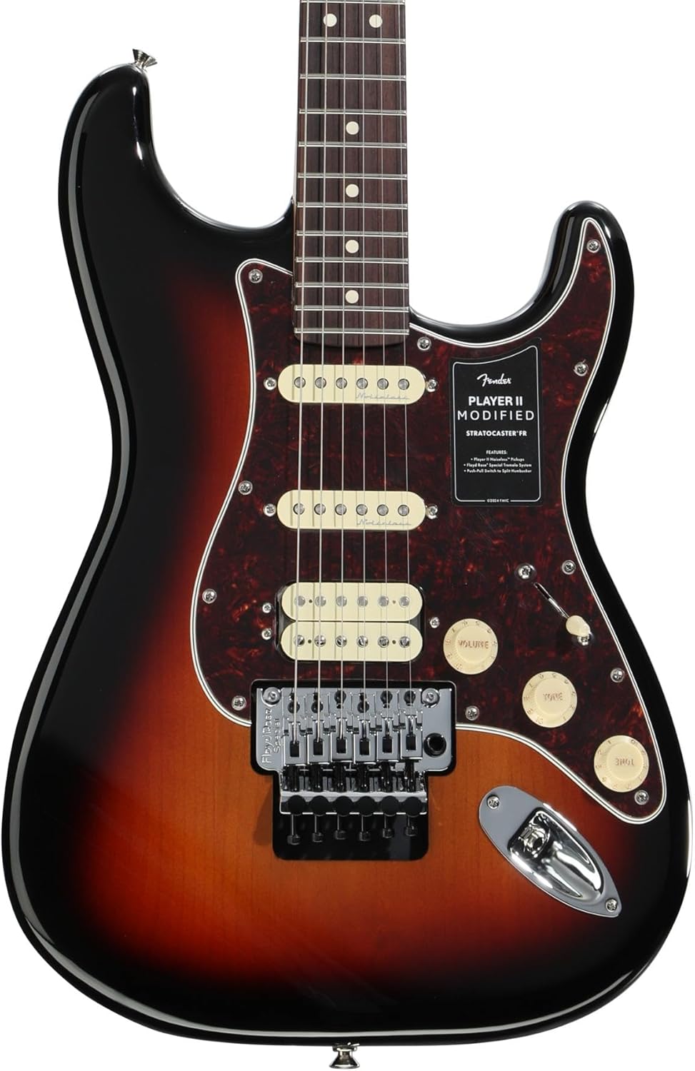 Fender Player II Modified Stratocaster HSS Floyd Rose Electric Guitar - 3-tone Sunburst, Rosewood Fingerboard