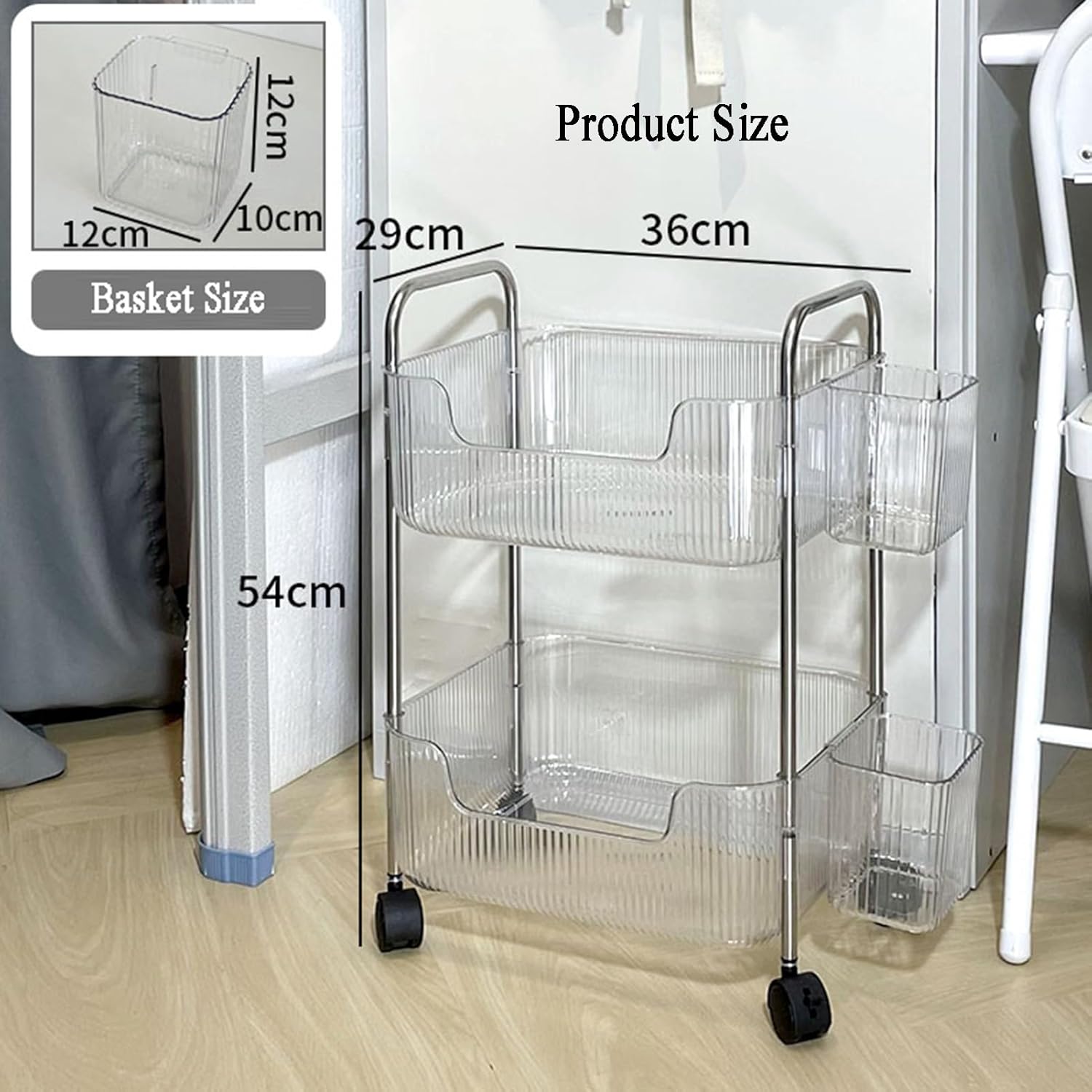 2/3/4 Cube Bookshelf, Floor Storage Cabinet Toy Cabinet, Multi-Layer Home Desk with Wheels, Suitable for Living Room,Study Reading Corner(2 Tier) ()