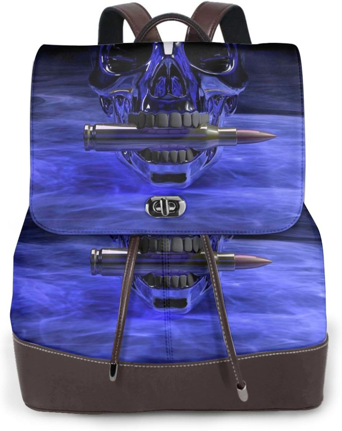 Steel Skull for Womens Backpack Purse Microfiber PU Anti-theft Large Fashion Designer Travel Bag Ladies Shoulder Bags