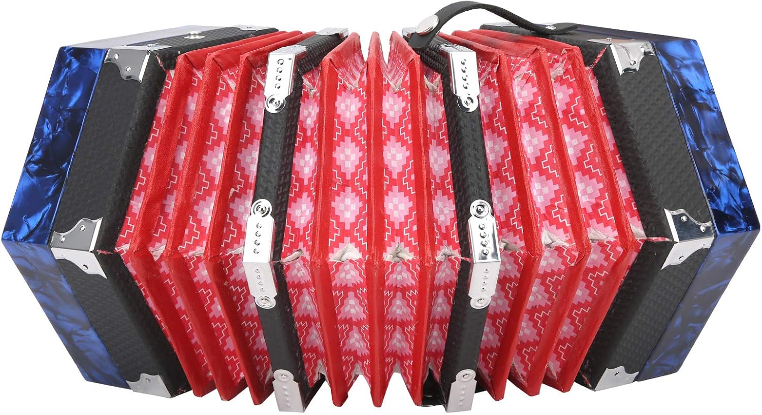 Concertina AccordionConcertina Instrument,Professional Accordion Concertinafor Adjustable Hand Strap Storage Bag Fit for BeginnersBass Drum Pedals (Royal Blue)
