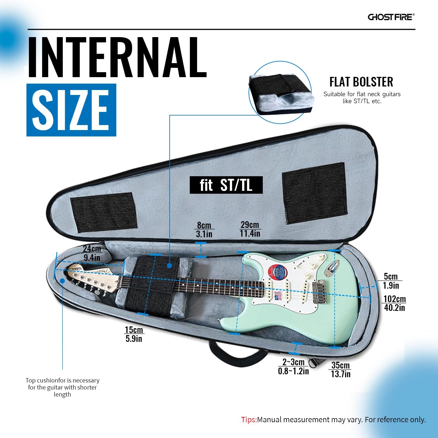 GHOSTFIRE high-end Electric Guitar Gig Bag Super thick fit ST/TL, LP/SG, Jazzmaster/Jaguar Style Soft Padded Backpack Electric Guitar Case An Expansion Package Is Attached (Electric guitar-grey)