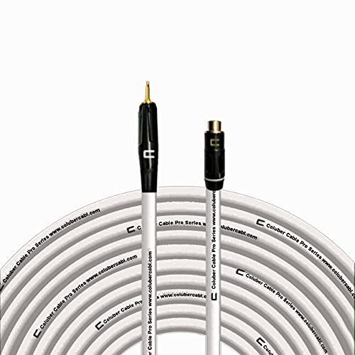 COLUBER CABLE 3.5 TS Male to RCA Female - 200 Feet - White - Pro 3-Pin Microphone Connector for Powered Speakers, Audio Interface or Mixer for Live Performance & Recording