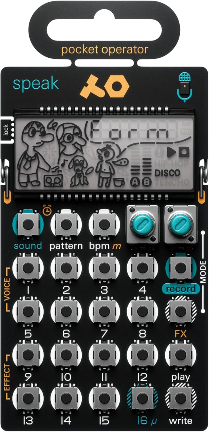 teenage engineering pocket operator PO-35 speak, vocal synthesizer, sampler and sequencer with built-in microphone for 8 different voice characters