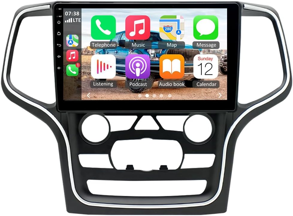 Double Din Car Stereo for Jeep Grand Cherokee 2014-2022 10 Inch Touch Screen Android 12 Car Audio Multimedia Receiver with CarPlay Android Auto GPS Radio Navigation Bluetooth Camera(2+32G)