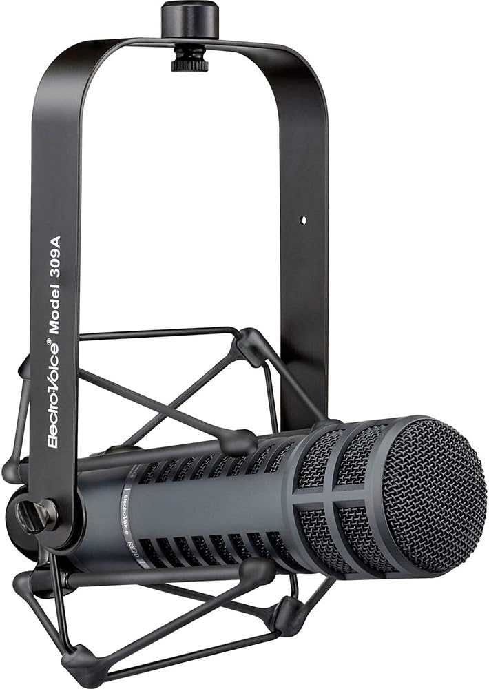 Electro-Voice RE20 Broadcast Announcer Microphone (Black) Bundle 309A Mic Shockmount