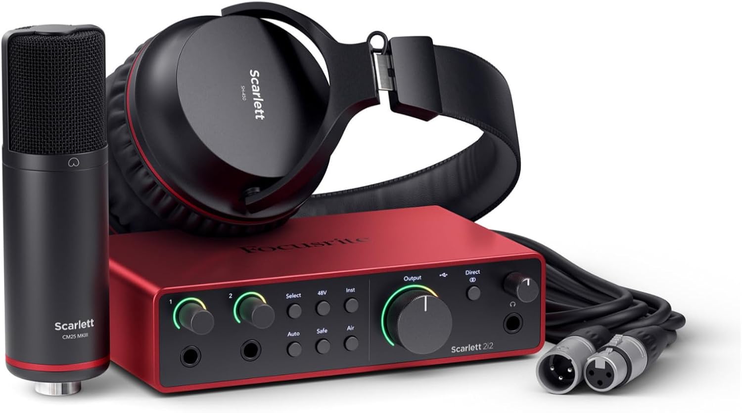 Focusrite Scarlett 2i2 Studio 4th Gen USB Audio Interface - Professional Recording Solution with High-Performance Preamps Bundle with Pop Filter, Microphone Stand, and Shock Mount (4 Items)