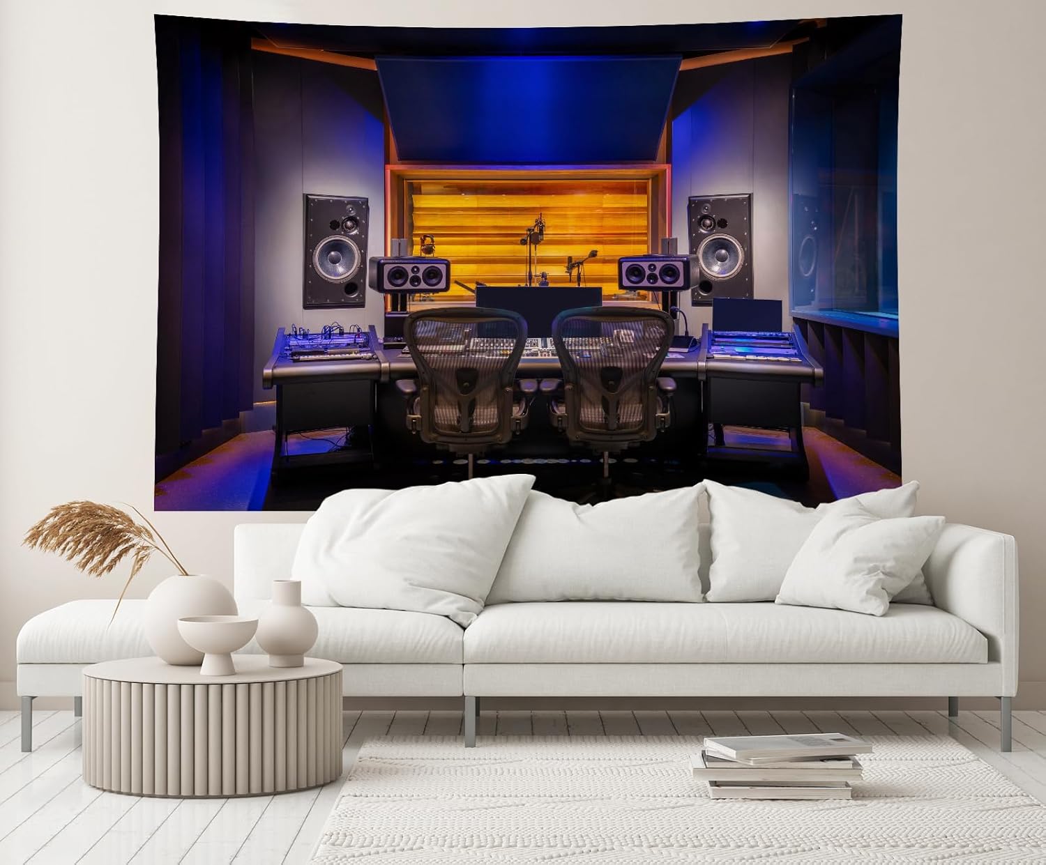 20x10ft Recording Studio Backdrop Modern Mixer Table Sound Source Equipment Listening Device Operation Desk Background Singer Music Producer Party Decor Photo Booth Studio Props Wallpaper