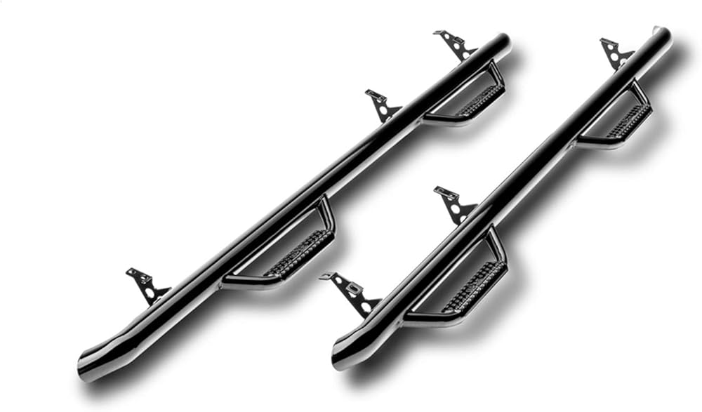 RealTruck Nerf Steps for Ford F-150 | Wheel-to-Wheel, Heavy Duty Steel, Gloss Back | F0486SC | Fits 2004-2008 Ford F-150/Lobo SuperCrew 5.5' Short Bed, SRW Gas.