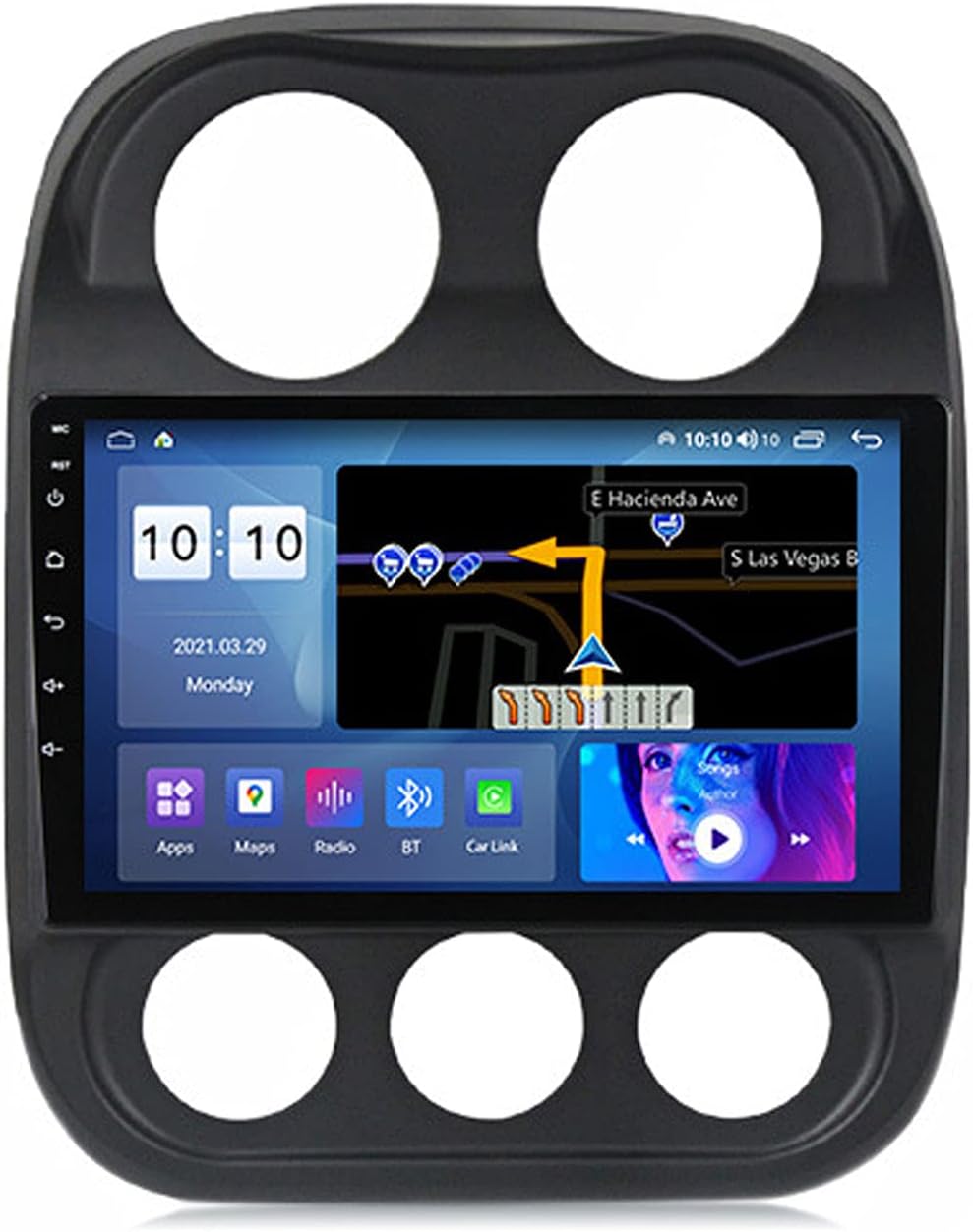 Car Radio 2 Din Bluetooth Hands-Free Car Stereo Radio Receiver for Jeep Compass 2009-2015 Built-in Carplay/Android Auto DSP RDS Support FM SWC Mirrorlink Rear View Camera