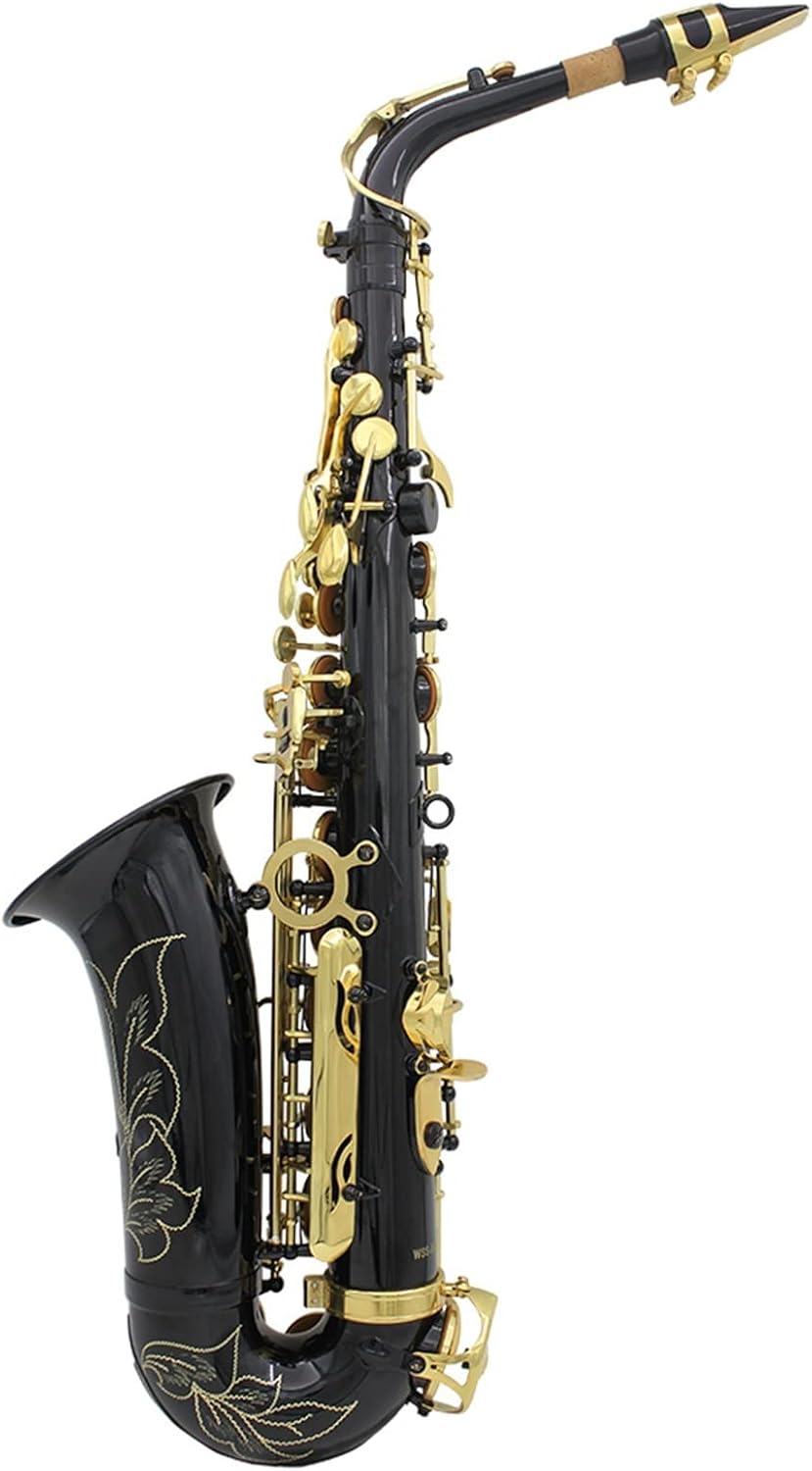 KESHUO Brass Engraved EB E- Flat Alto Saxophone Sax Abalone Shell Buttons Wind Instrument with Saxophone Aeccessaries Brass Sax Beginners Kit (Color : Blue)