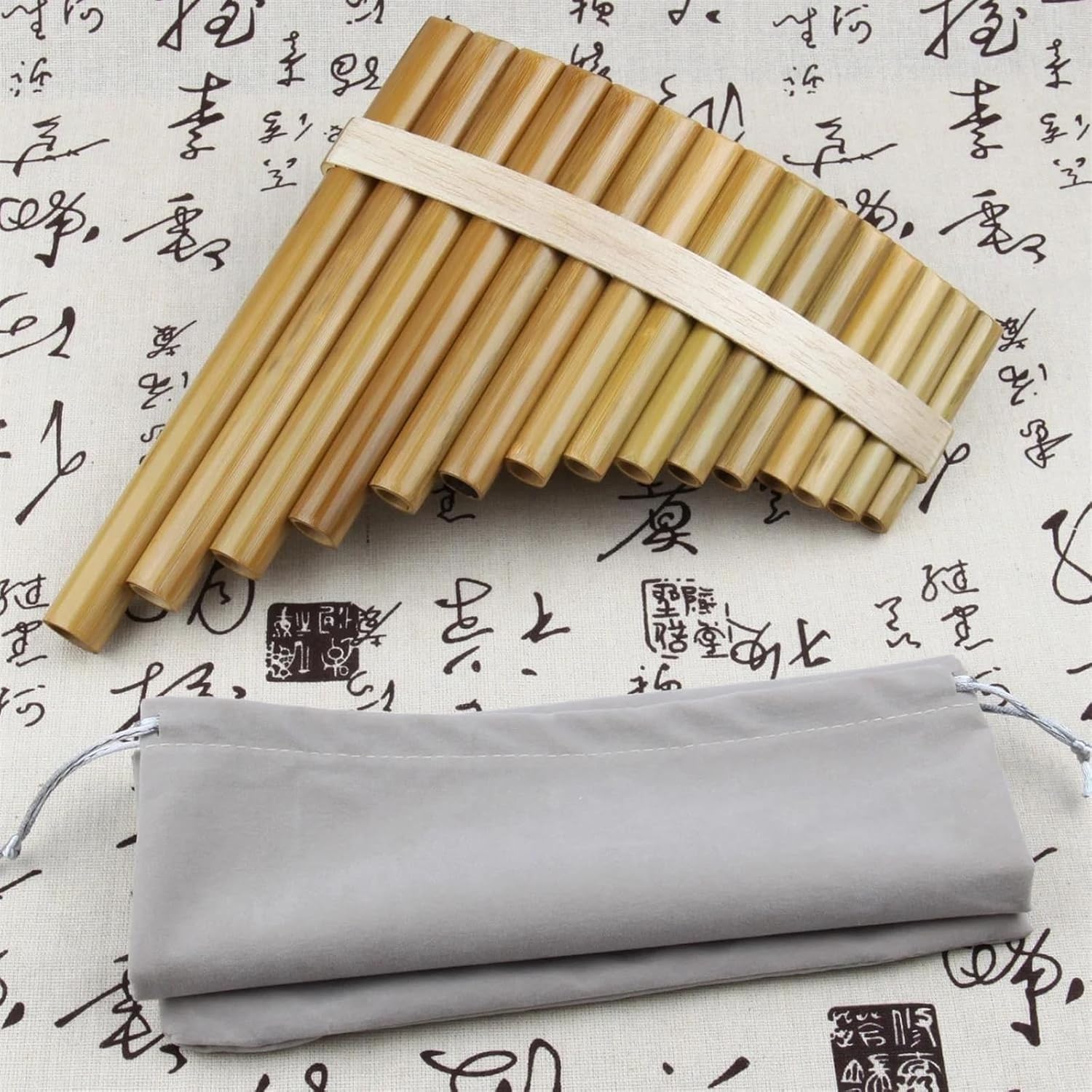 15 Pipes Pan Flute G Key Folk Musical Instruments Original Colour Flute Pan Woodwind Instrument Handmade Pan Pipes (Color : RIGHT)