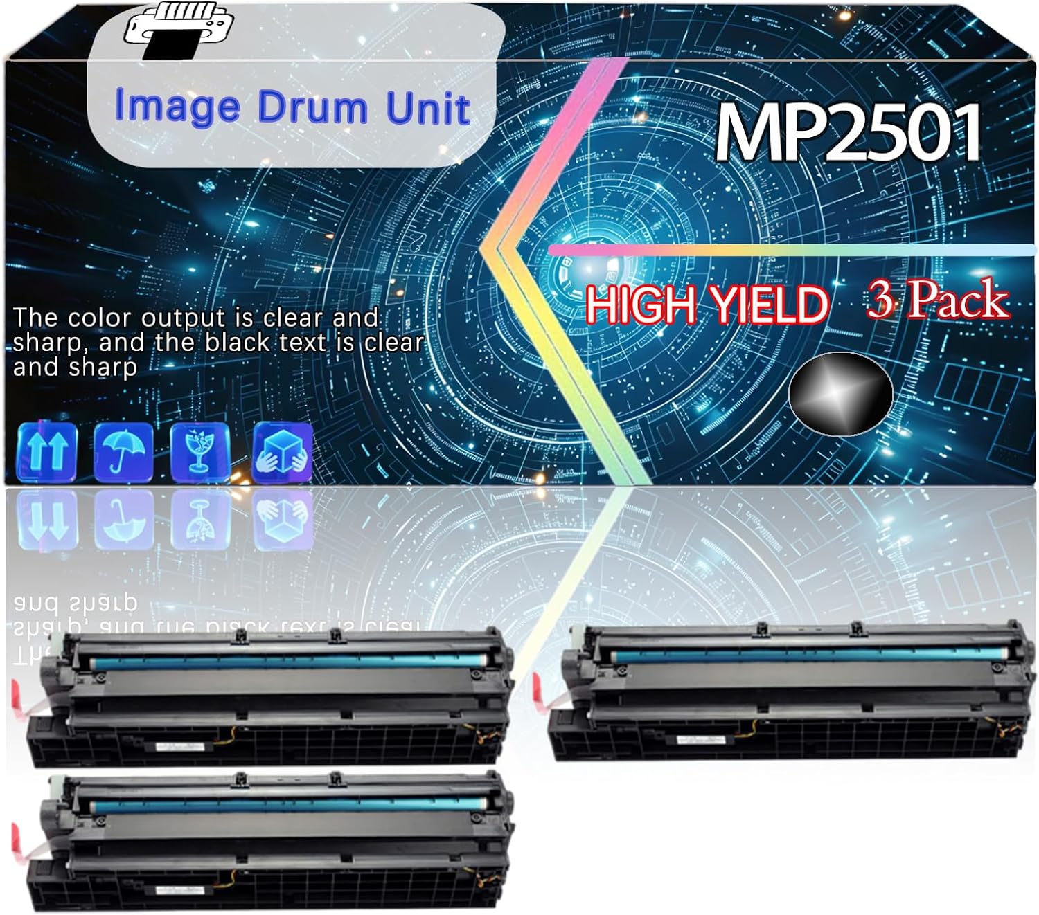 MP2501 Compatible for Ricoh MP 2501SP Printers, Replacement Image Drum Unit High Yield Printer Accessories (3 Pack Black)
