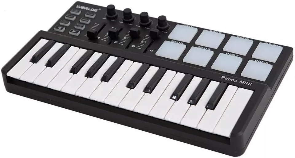 mini Portable Mini 25-Key USB Keyboard and Drum Pad MIDI Controller