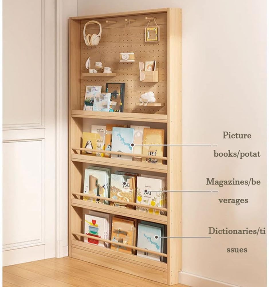 Wall Mount Narrow Book Shelf Behind The Door Bookshelf Solid Wood Bookcases with Open Display Shelves Behind The Door Storage Organizer for Toys and Books Space-Saving,80 * 10 * 178cm