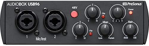 PreSonus AudioBox USB 96 2x2 USB Audio Interface (25th Anniversary Black) Bundle with Pop Filter and XLR Cable (3 Items)