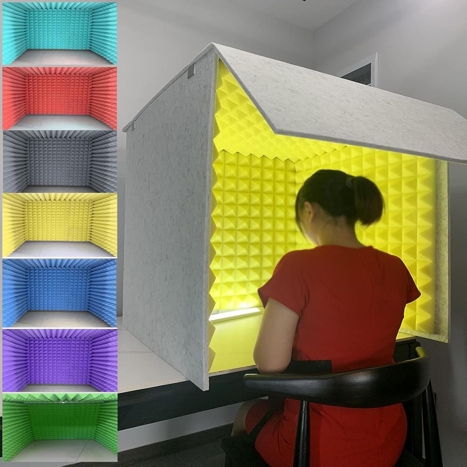 Desktop Soundproof Box, Home Office Soundproof Room, Multi-Function Recording Studio, for Home Live Broadcast (Gris)