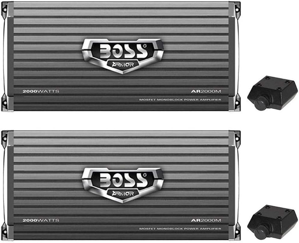 Boss Armor 2000W Monoblock A/B Amplifier Car Audio Amp + Bass Remote (2 Pack)