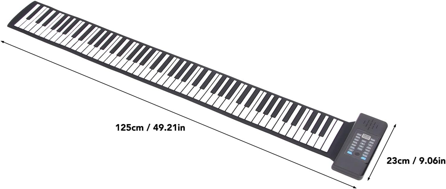 88 Keys Portable Piano, Hand Roll Keyboard Silicone Portable Roll Up Keyboard Piano with LED Display, Speakers, 128 Tones, USB MIDI Output, Foldable Design (US Plug)