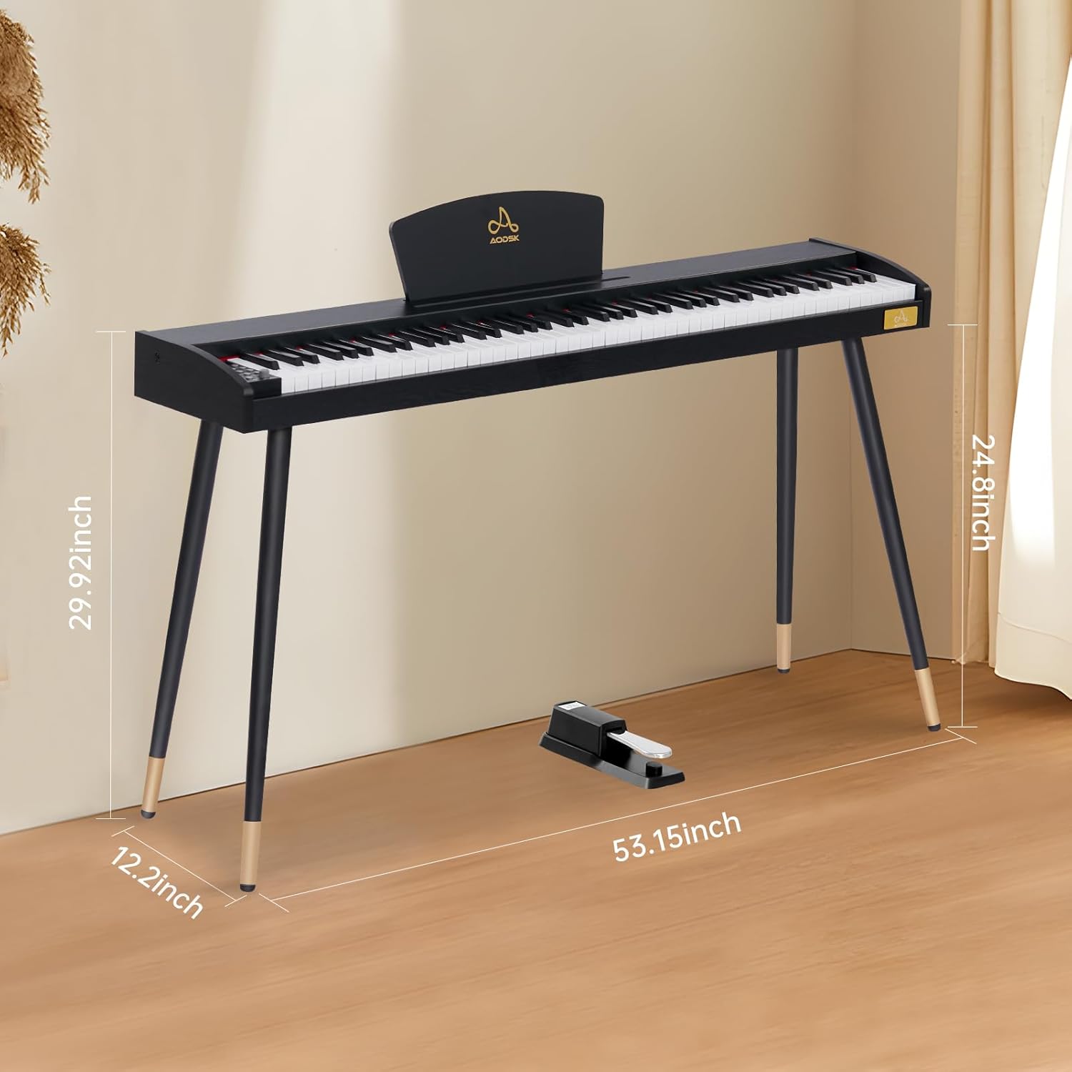 AODSK AD-X1 Beginner Digital Piano 88 Key Keyboard+AODSK Iron Piano Bench UAP-10