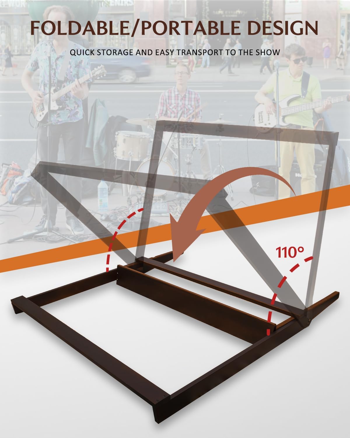 STRICH Guitar Case Rack, Hardwood Folding Multiple Guitar Case Stand for Efficient Space-Saving in Home Studios, SMT-20C Walnut Grain