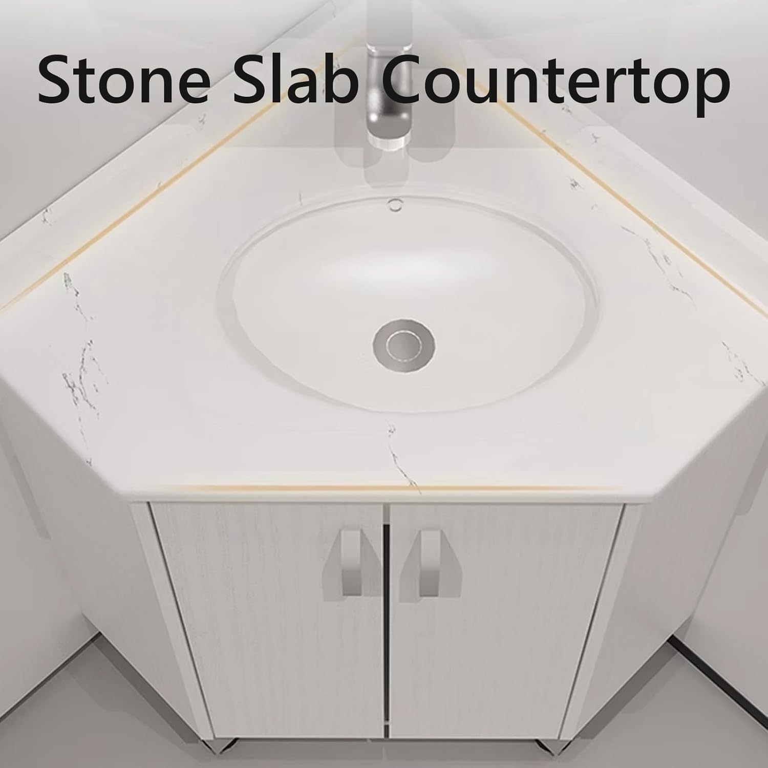 Corner Bathroom Cabinet Wood with Sink, Clear Imaging Slate Countertop Adequate Storage Space, Bathroom Mirror Cabinet Wall Mount, for Small Space, Bathroom(Multi-Colored,55CM)