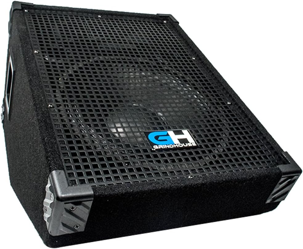Grindhouse Speakers - GH12M-Pair - Pair of 12 Inch Passive Wedge Floor / Stage Monitors 350 Watts RMS each - PA/DJ Stage, Studio, Live Sound 10 Inch Monitor