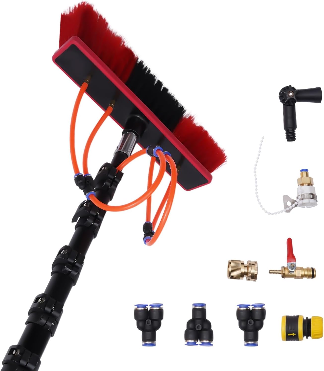 Window Cleaner Tool, 6-20ft Solar Panel Cleaning Kit with Water Fed Pole, Professional Window Washing Kit with Extension Pole, Car Wash Brush and Pole for Household and Outdoor