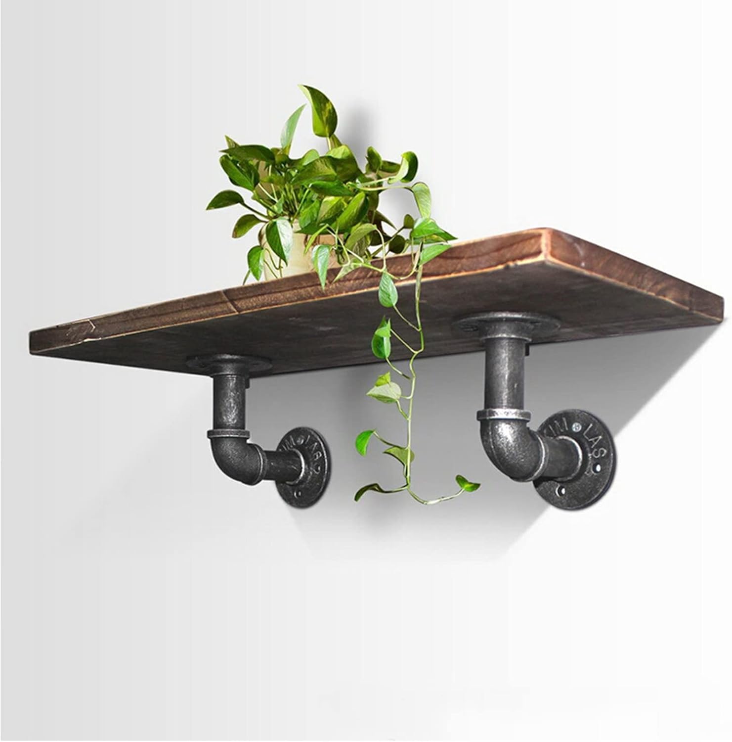 Drsyffsup Wall Mount Storage Rack, Industrial Pipe Floating Corner Shelves Flower Stand Book Shelf, for Bedroom, Bathroom, Living Room, Kitchen,Home Office,Bar Decorative (Size : 60x20cm)