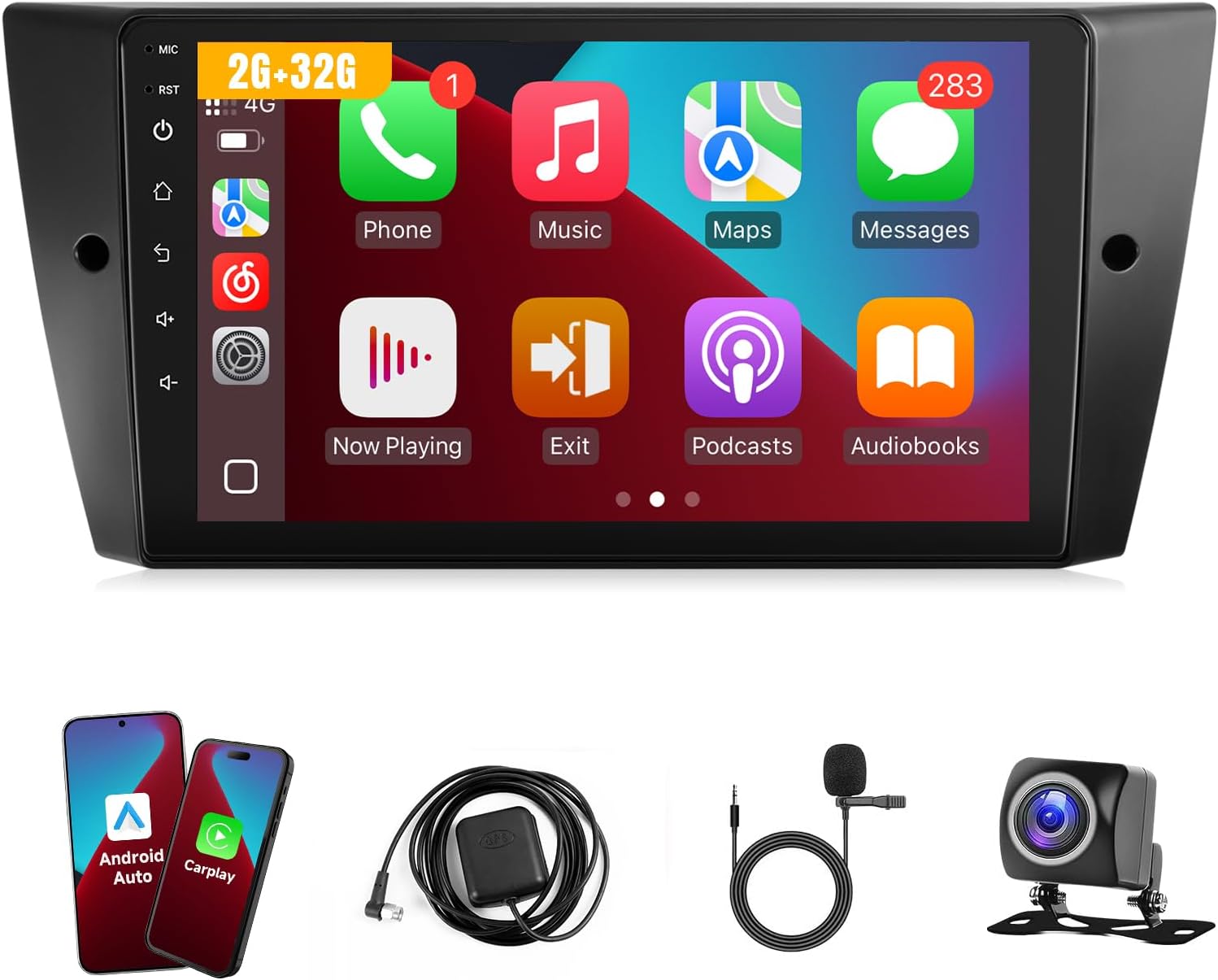 Leadfan Car Radio for BMW 3 Series 328i 335i 325i E90/E91/E92/E93 2005-2011, Carplay Android Auto, 9 Inch Screen for BMW Stereo GPS Bluetooth Backup Camera (Not Fit for Harman Kardon Optical Fiber)