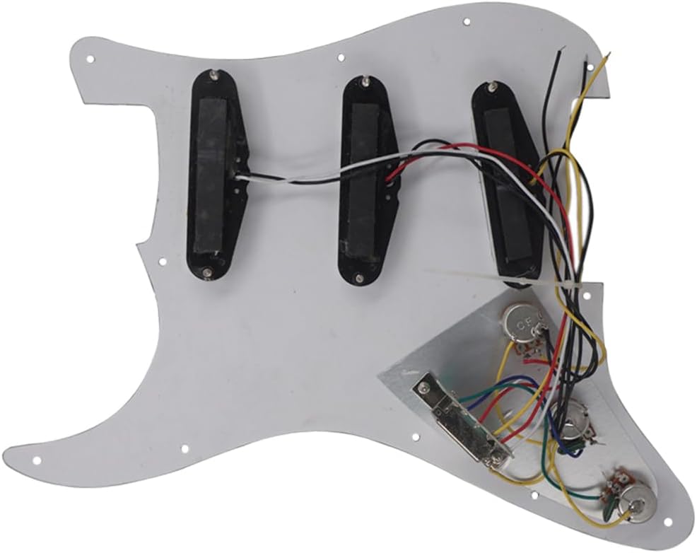 ST Style Electric Guitar Full Set DIY Accessory Kit Including Prewired Pickguard Bridge SSS Pickups and Other Accessories Silver