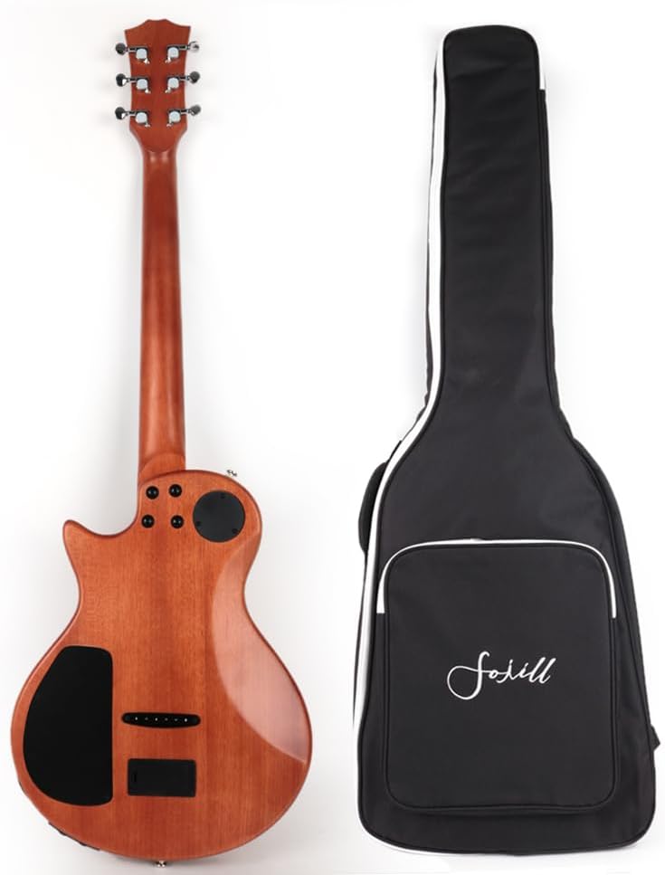 Fojill Hybrid Electric Acoustic Guitar Steel String Built In Effect Reverb Delay Pratice Portable Travel Silent Solid Mahogany Body Neck Rosewood Fretboard With Padded Gig Bag