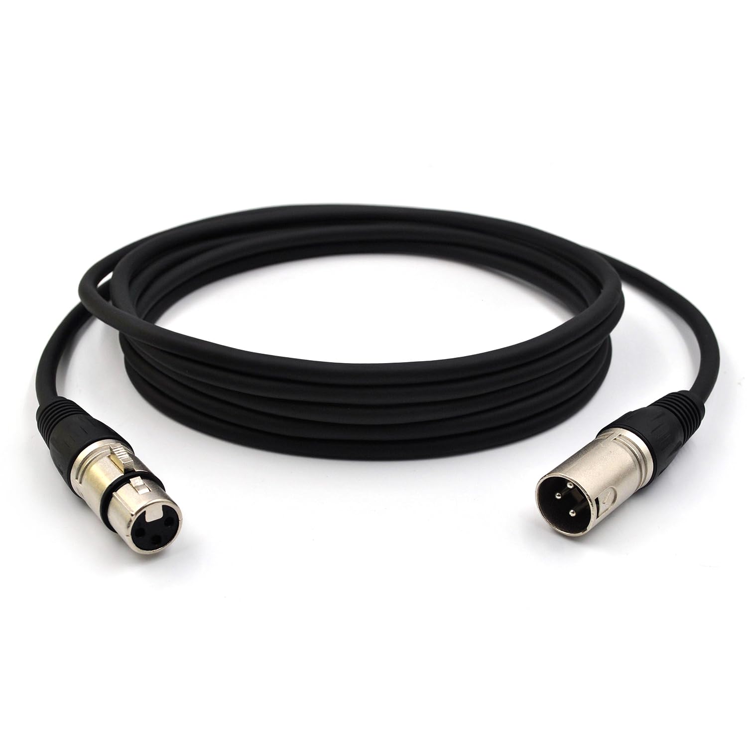 (4-Pack) 50 Foot, XLR Microphone Cable 3-pin XLR Speaker Cable Male to Female Balanced Mic Cable, Black