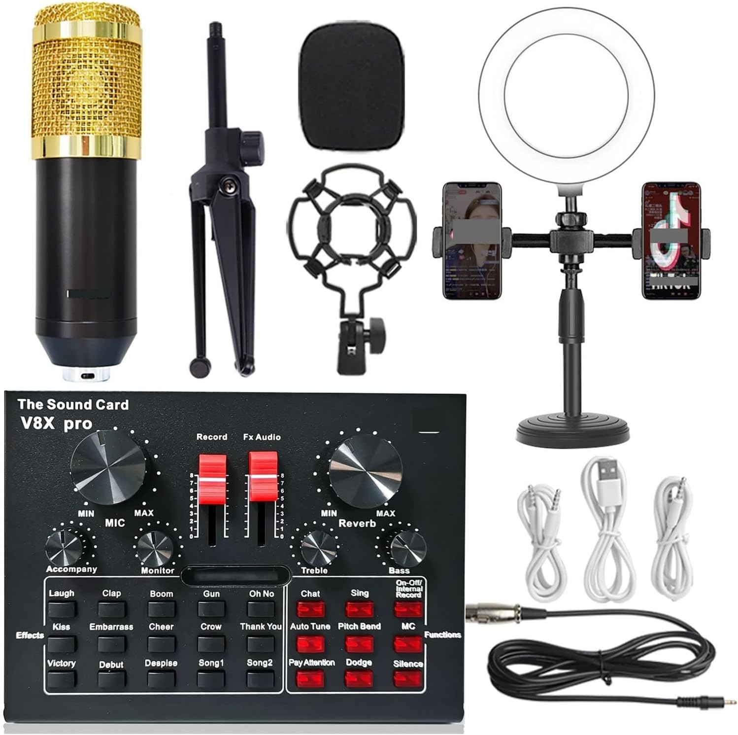 Professional Audio Mixer USB 5.0 Audio Sound Card USB External Headset Microphone Webcast Live Broadcast Adapter Game Music for PC Phone Computer Sound Boa