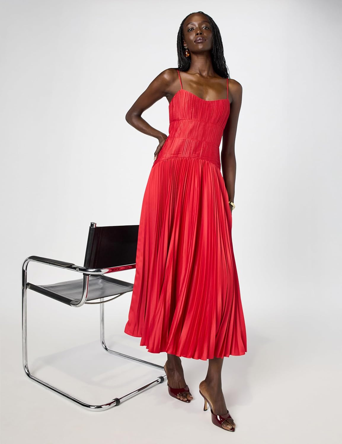 Amur Womens Cherry Drop Waist Midi Dress