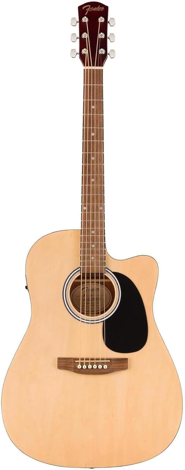 Fender Dreadnought Acoustic-Electric Guitar - Natural Bundle with Hard Case, Strap, Strings, Picks, and Austin Bazaar Instructional Video
