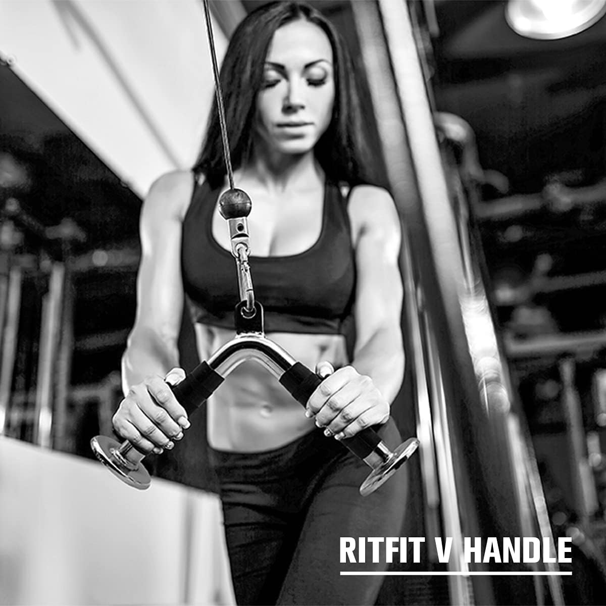 RitFit Cable Machine Attachments for Gym, LAT Pulldown Accessories with Multi-Option: V Bar, Tricep Rope, Double D Handle, Rotating Straight Bar, for Weight Fitness