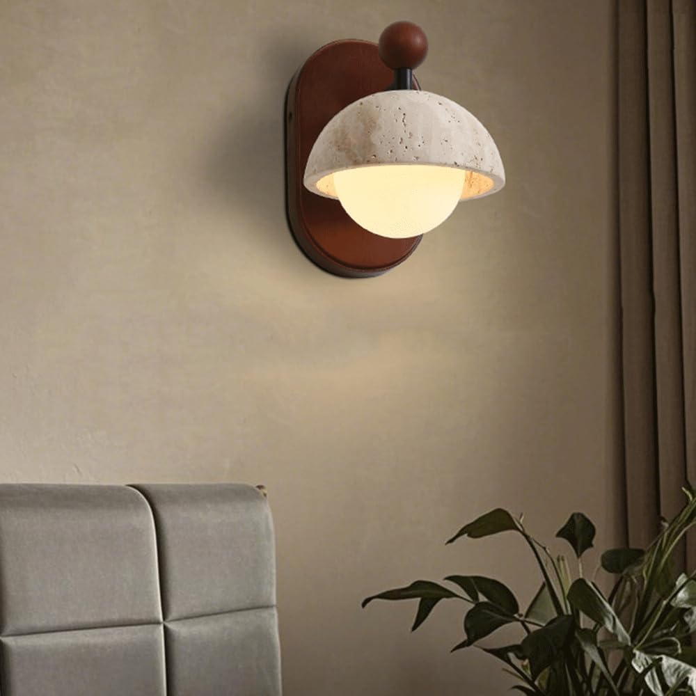 Bedroom Corner Wall Sconce,French Retro Style,Natural Yellow Travertine,LED Hardwired Wall Lighting Fixture, Stable Lighting Wall Mount Lamp,for,Restaurant,Office,Folk House,Inn,Bar,etc,Ligh