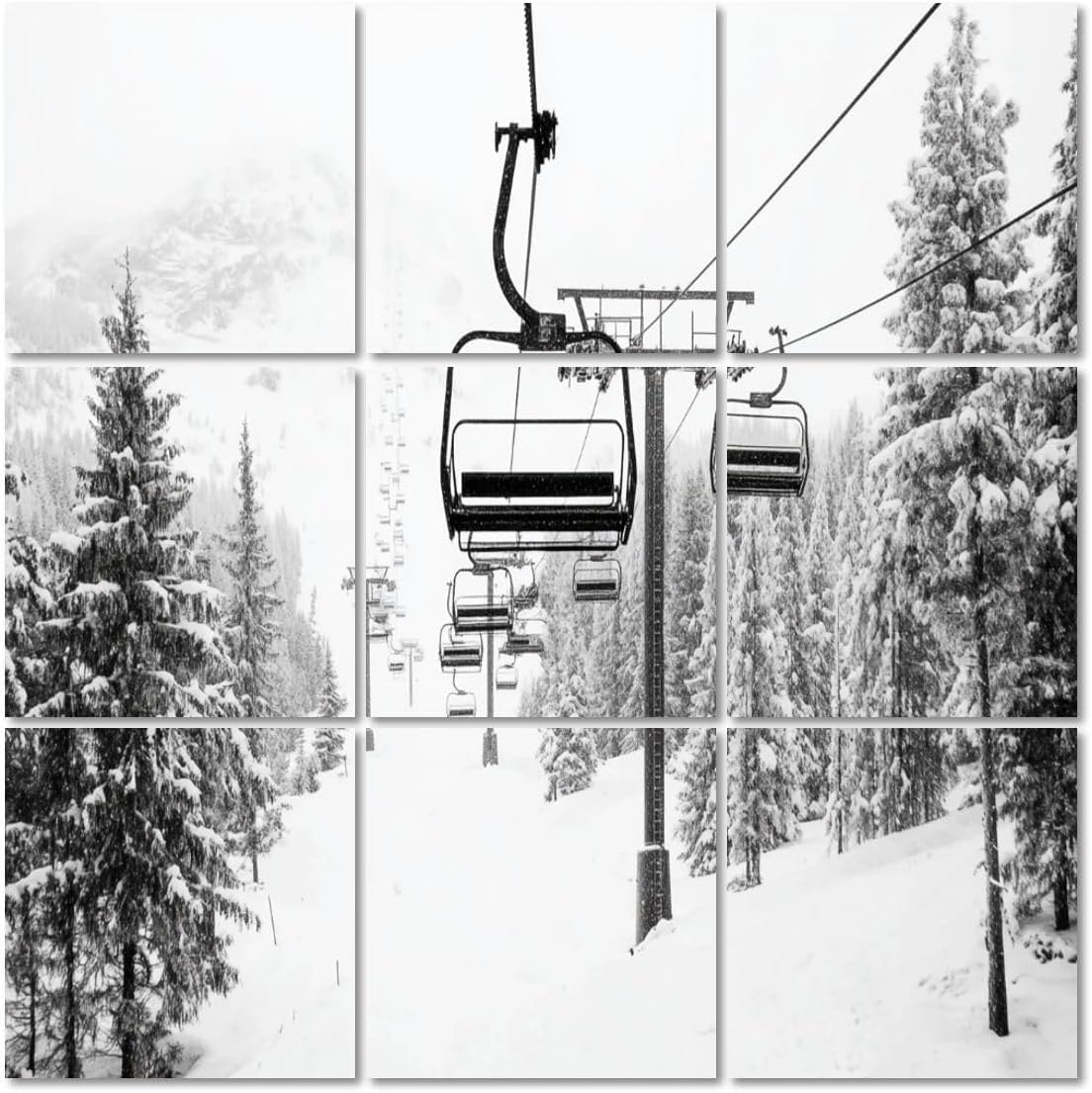 Art Acoustic Panels Self Adhesive Snow covered spruce trees ski lift along ski slope Hafjell 9 Packs Decorative Soundproof Wall Panels Large Sound Absorbing Panels for Home Office 60