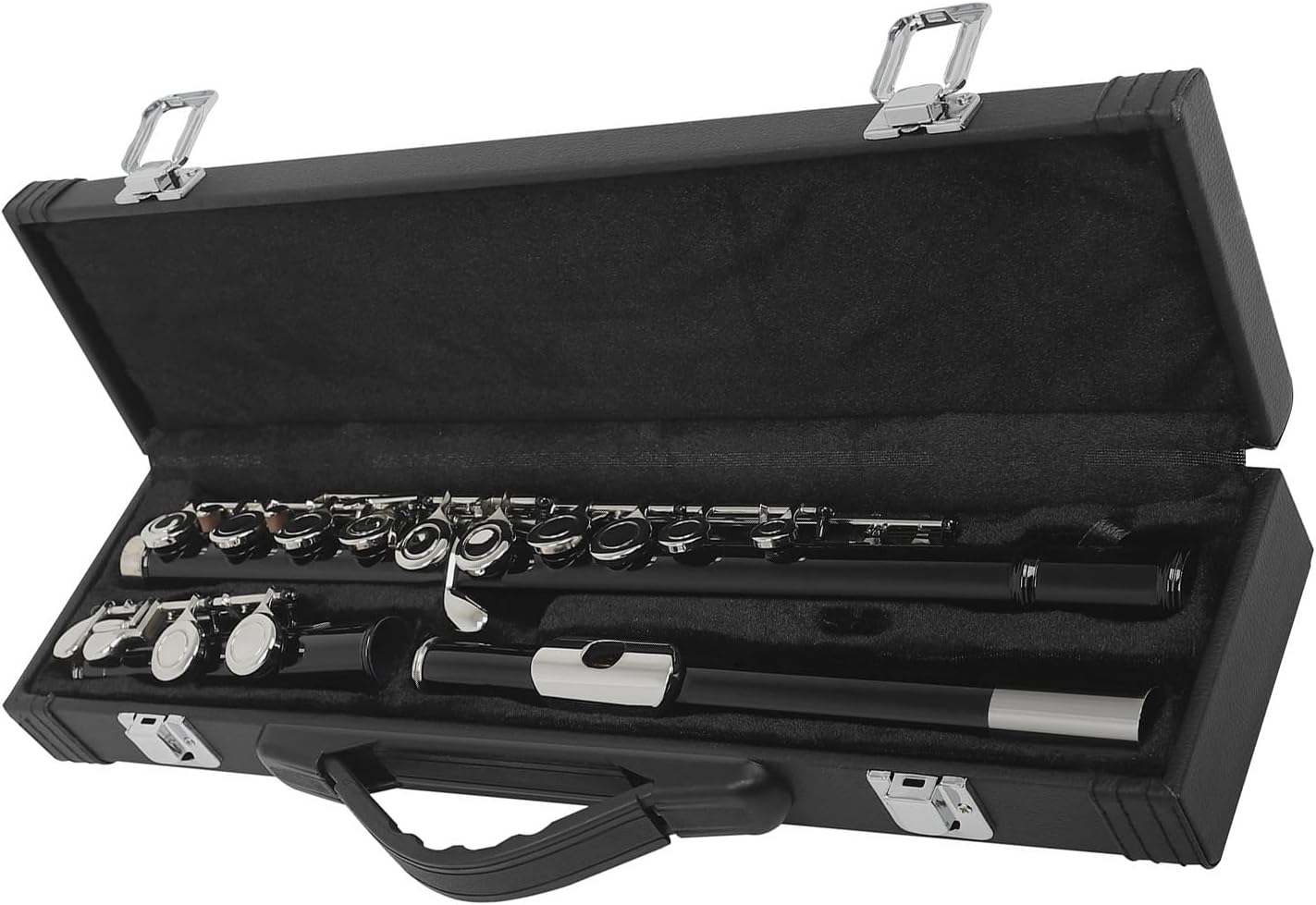 Flute 16 Hole C Key Flute Western Flute Cupronickel Nickel Plated Woodwind and Stick Glove Flutes Musical Instruments (Color : Silver)