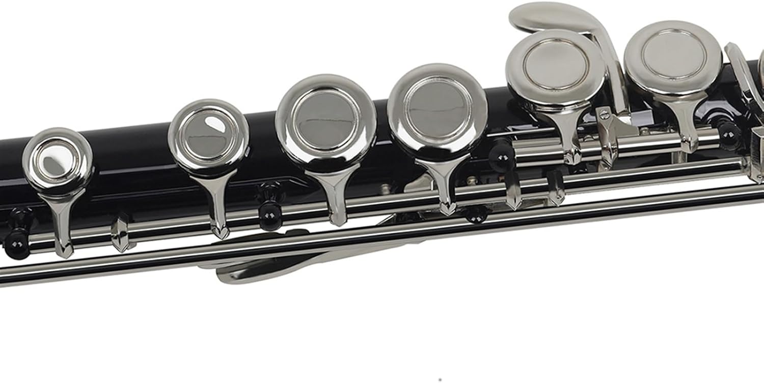 Flute Black 16 Hole Flute Woodwind Closed Key Plus E Key C Nickel Plated Flute with Case Flutes Musical Instruments