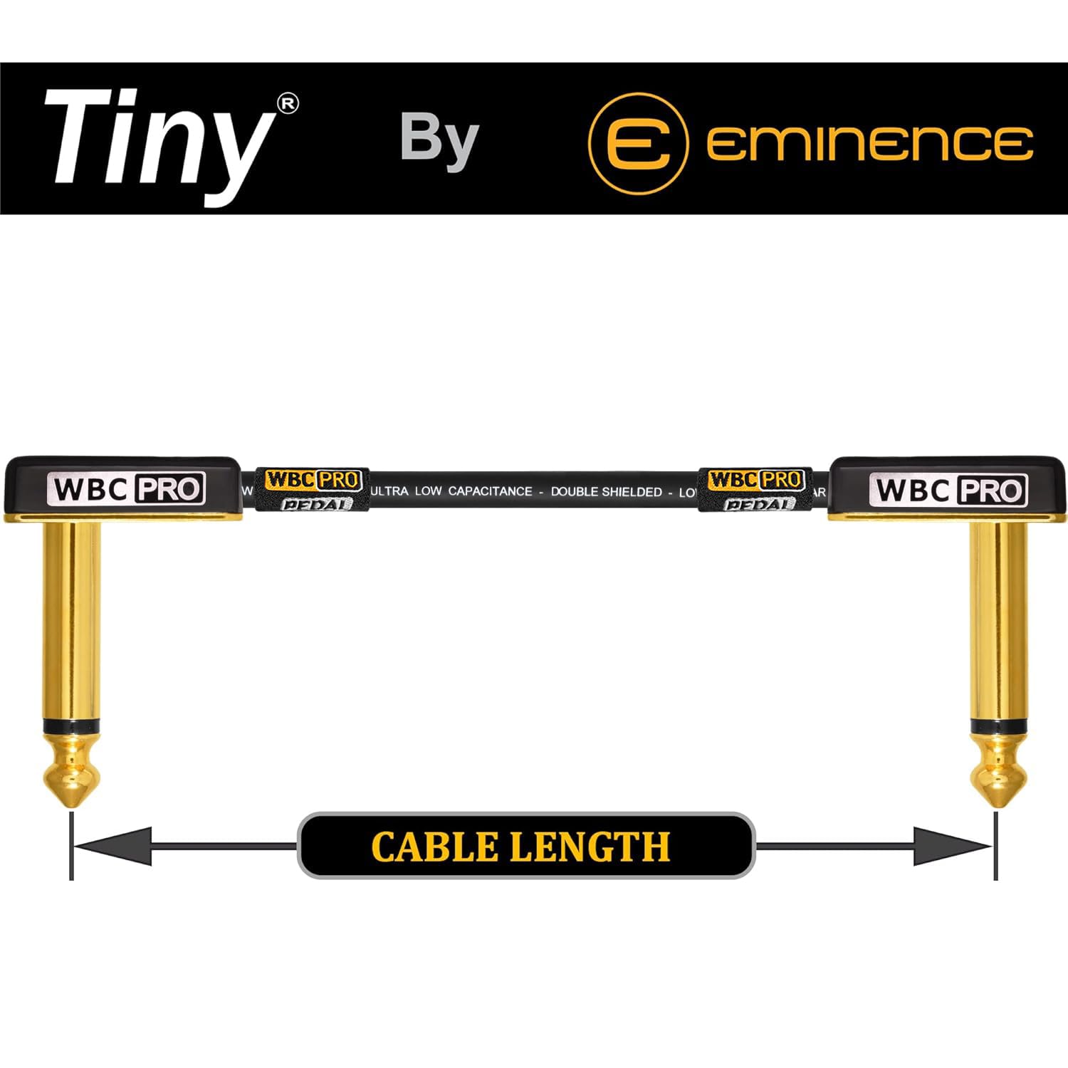 6 Units - 10 Foot - WBC-PRO-Pedal – 22 AWG - Low-Cap (18pF/ft) – Pro-Grade – Graphite-Based - Dual-Shielded Pedal, Effects, Patch, Instrument Cable with Eminence Tiny Gold Plated Angled TS Connectors